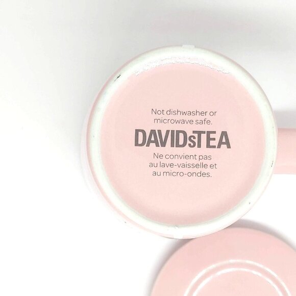 Davids Tea The Perfect Mug Cool Pink Starry Tree with Lid 12 oz White and Gold - Picture 8 of 9